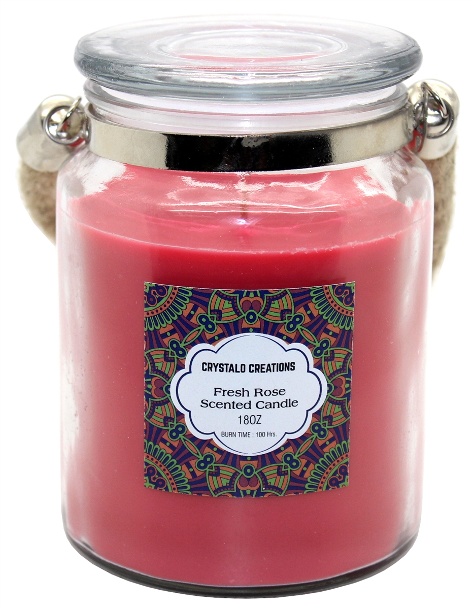 Crystalo Creations Fresh Linen Scented Candle with Rope Handle, 18 Ounce